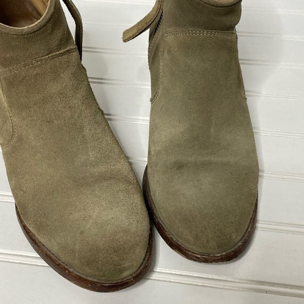 Zadig & Voltaire Molly Khaki Suede Wing Ankle Boots Spain 36 Western Block Heel - Picture 10 of 15